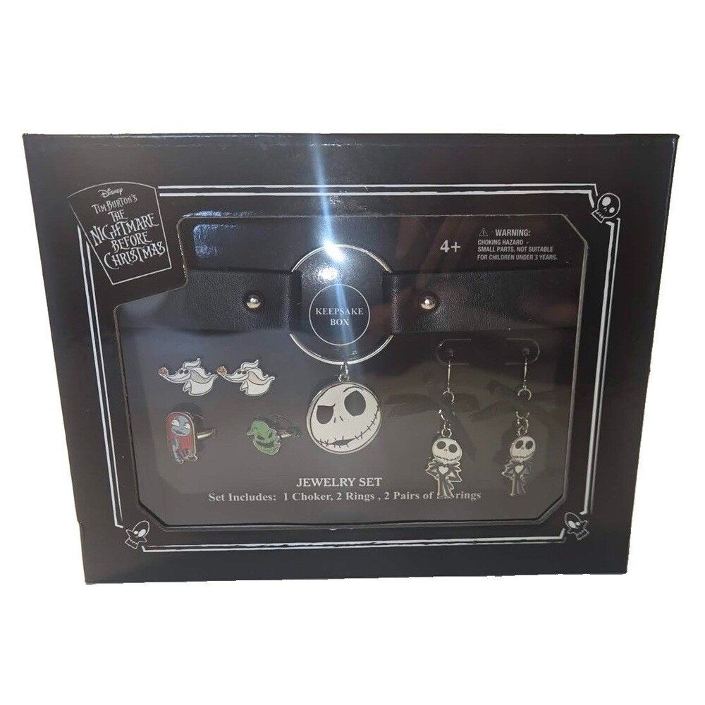 Disney The Nightmare Before Christmas 5-Pc Kid Jewelry Set Choker Rings Earrings